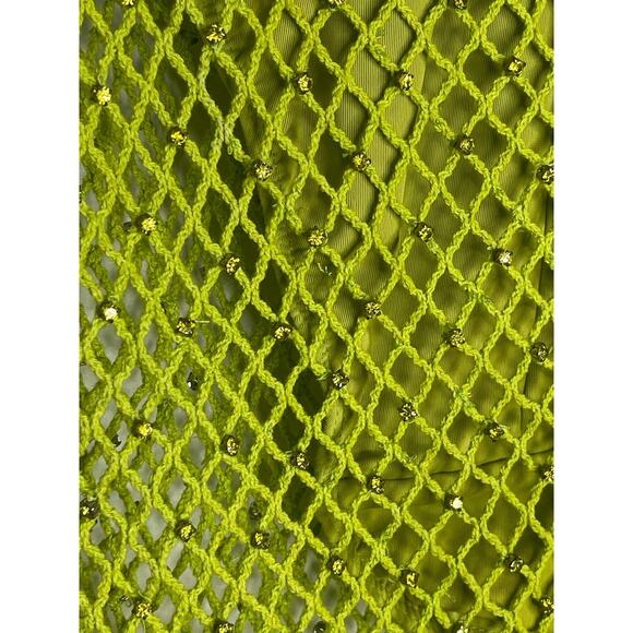 Revolve Sample Embellished Crochet Knit Beaded Pants Bootcut Leg Green Small - Picture 7 of 7